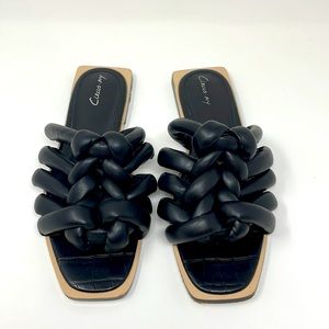 Circus NY Ida Slide Black flat slide sandals, size 8